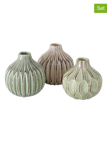 Boltze 3-delige set: vazen "Lenja" groen/beige
