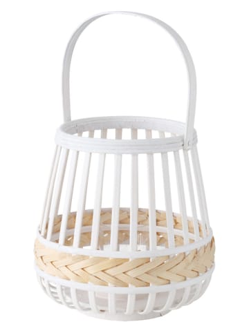 Boltze Windlicht "Elanie" in Weiß/ Natur - (H)25 x Ø 25 cm