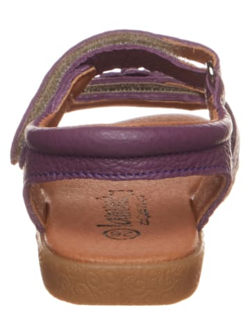 lamino Leren sandalen paars