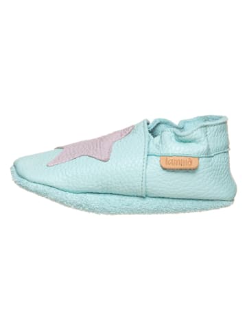 lamino Leder-Krabbelschuhe in Türkis