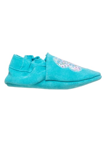 lamino Leder-Krabbelschuhe in Türkis