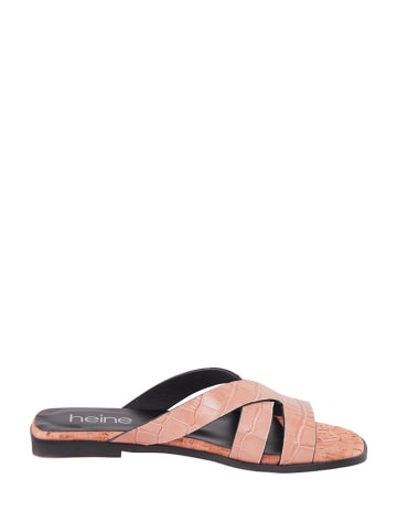 Heine Leren slippers beige