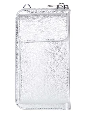 Zwillingsherz Skórzana torebka "Smartstyle 2023" w kolorze srebrnym na telefon - 22 x 5 cm