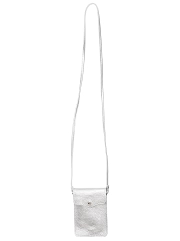 Zwillingsherz Skórzana torebka "Smart and Yolo" w kolorze srebrnym na telefon - 19 x 13 cm