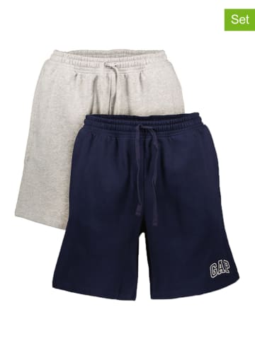 GAP 2er-Set: Sweatshorts in Grau/ Dunkelblau