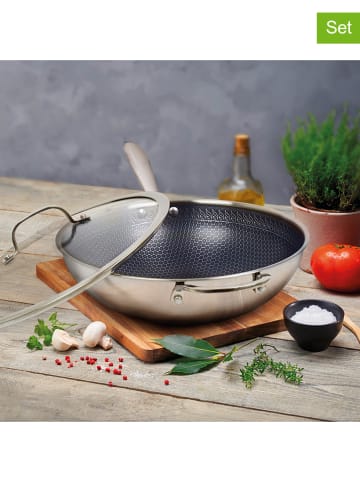 Sauter 2-delige set: wokpan met deksel zilverkleurig - Ø 30 cm