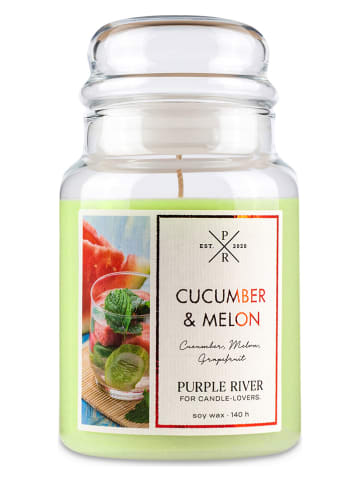 Purple River Duftkerze "Cucumber Melon" in Grün - 623 g