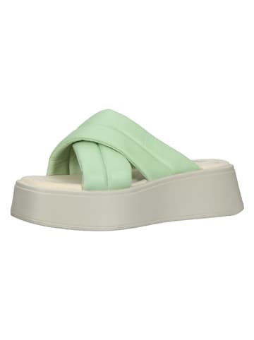 Vagabond Leren slippers wit/groen