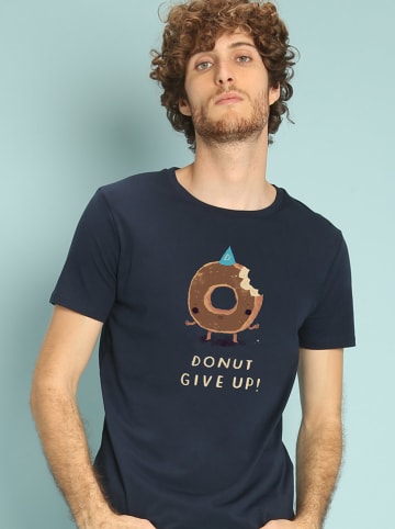 WOOOP Koszulka "Donut Give Up" w kolorze granatowym
