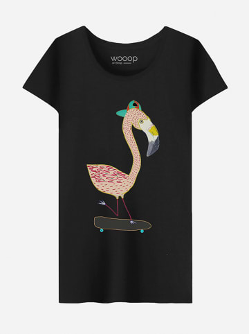 WOOOP Shirt "Flamingo Skater" zwart