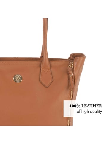 CXL by Christian Lacroix Leren schoudertas "Madison" lichtbruin - (B)40 x (H)40 x (D)15 cm