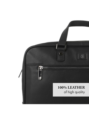 CXL by Christian Lacroix Leren businesstas "Charles" zwart - (B)42,5 x (H)39 x (D)9 cm