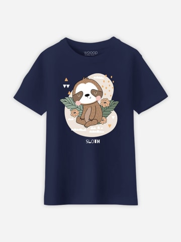 WOOOP Shirt "Jungle Sloth" donkerblauw
