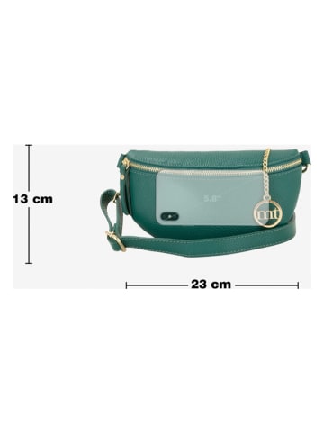Mia Tomazzi Leder-Brustbeutel "Perugino" in Grün - (B)23 x (H)13 x (T)2 cm