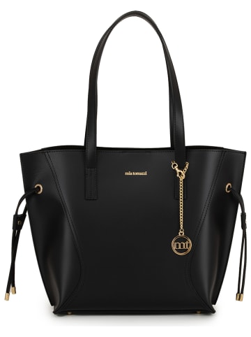 Mia Tomazzi Leder-Schultertasche "Ausonio" in Schwarz - (B)30 x (H)32 x (T)11,5 cm