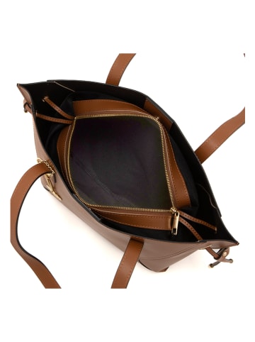 Mia Tomazzi Leder-Schultertasche "Ausonio" in Hellbraun - (B)30 x (H)32 x (T)11,5 cm