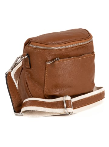 Mia Tomazzi Leren schoudertas "Favara" cognackleurig - (B)24 x (H)19 x (D)7 cm