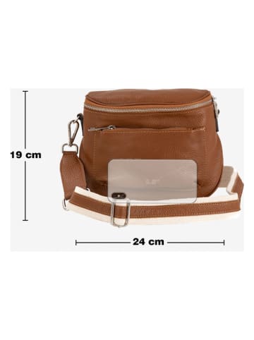 Mia Tomazzi Leren schoudertas "Favara" cognackleurig - (B)24 x (H)19 x (D)7 cm