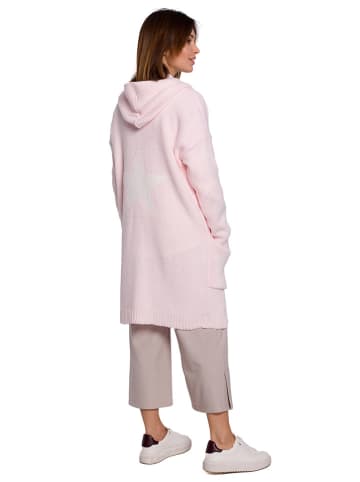Be Wear Kardigan w kolorze jasnoróżowo-białym ze wzorem