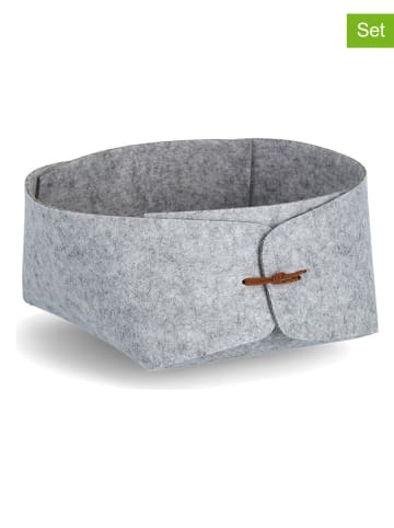 Zeller 2-delige set: opbergmanden grijs - (B)19 x (H)11,5 x (D)19 cm