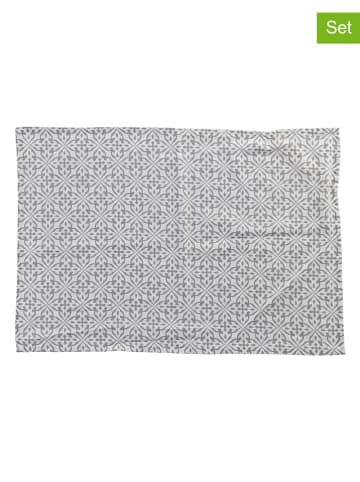 Zeller 2-delige set: theedoeken "Mosaic" grijs - (L)70 x (B)50 cm