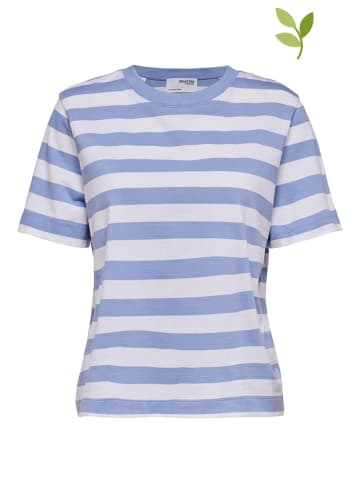 SELECTED FEMME Koszulka "Essential" w kolorze błękitno-białym