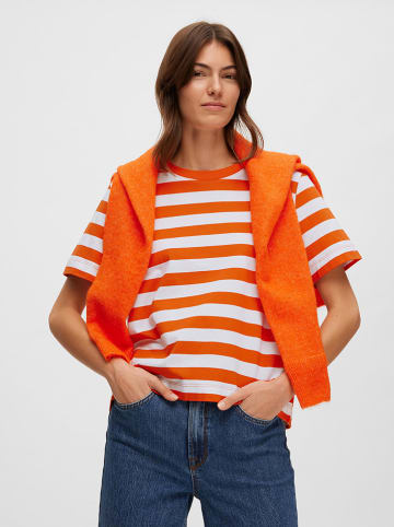SELECTED FEMME Shirt "Essential" oranje/wit