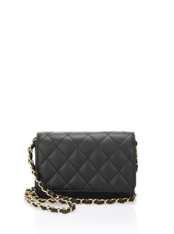 Giulia Massari Leren schoudertas zwart - (B)19 x (H)14 x (D)4 cm