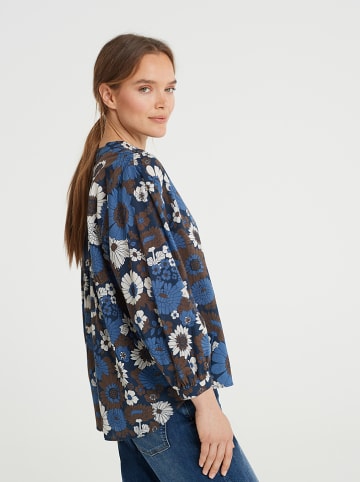 OPUS Blouse "Fessy" blauw/bruin/wit