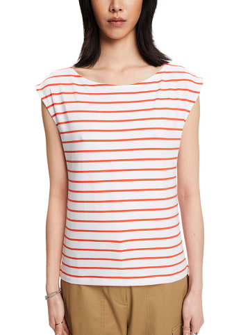 ESPRIT Koszulka w kolorze pomarańczowo-białym