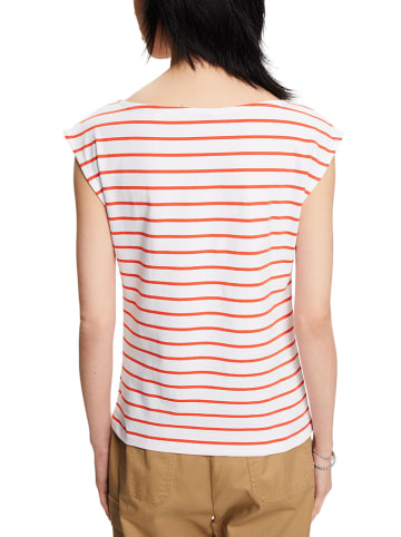ESPRIT Koszulka w kolorze pomarańczowo-białym