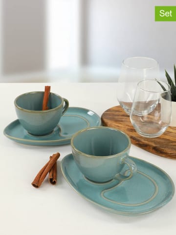 Hermia 2-delige set: koffiekoppen turquoise - 215 ml