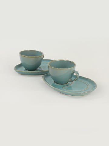 Hermia 2-delige set: koffiekoppen turquoise - 215 ml