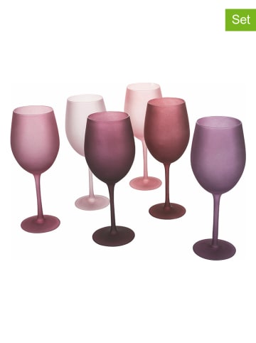 Villa d´Este 6-delige set: wijnglazen "Provence" lichtroze/paars - 550 ml