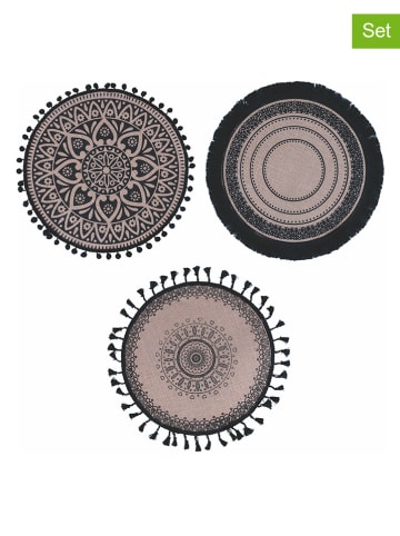 Villa d´Este 6er-Set: Tischsets in Schwarz/ Beige - Ø 38 cm