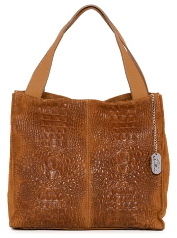 Anna Morellini Leren schoudertas "Orietta" lichtbruin - (B)35 x (H)32 x (D)10 cm
