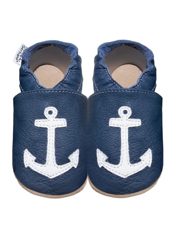 Hobea Leren kruipschoentjes "Anker" donkerblauw