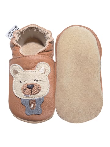 HOBEA-Germany Leder-Krabbelschuhe "Bär" in Hellbraun
