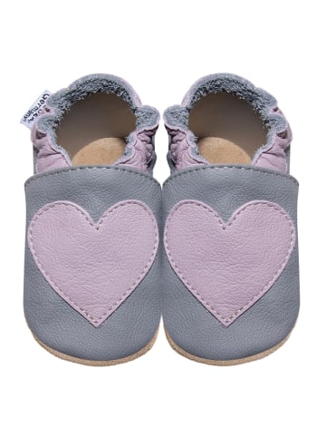 HOBEA-Germany Leder-Krabbelschuhe "Herz" in Grau