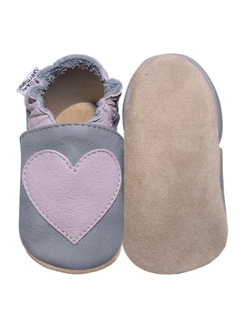 HOBEA-Germany Leder-Krabbelschuhe "Herz" in Grau