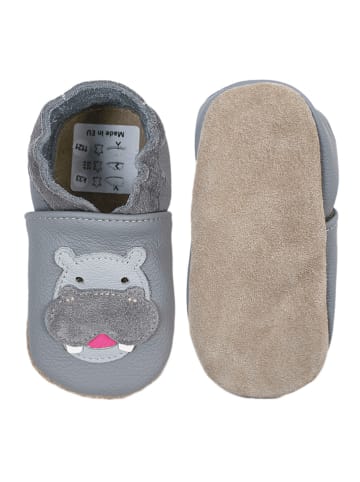 HOBEA-Germany Leder-Krabbelschuhe "Nilpferd" in Grau