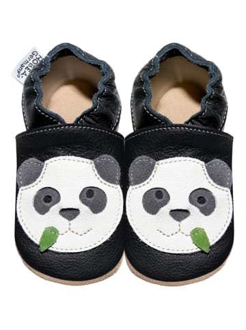 HOBEA-Germany Leder-Krabbelschuhe "Panda" in Schwarz/ Weiß
