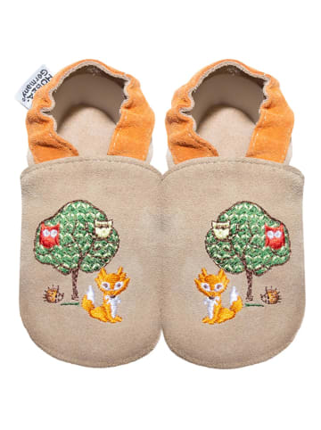 HOBEA-Germany Leder-Krabbelschuhe "Waldtiere" in Beige