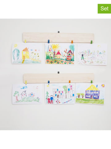Woody Kids 2-delige set: houten hangers beige (L)70 cm