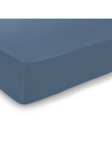 Cacharel textiles Satynowe prześcieradło "Uni" w kolorze granatowym na gumce