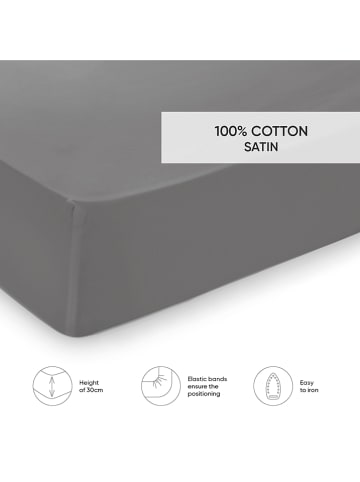 Cacharel textiles Satin-Spannbettlaken "Uni" in Grau