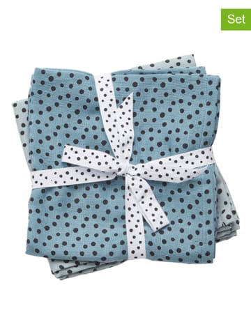 done by deer 2-delige set: gaasdoeken "Happy dots" blauw - (L)70 x (B)70 cm