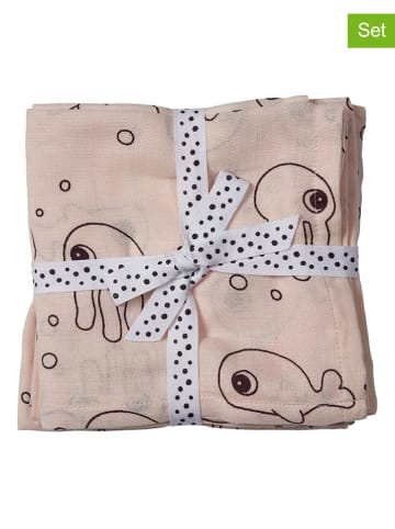 done by deer 2-delige set: gaasdoeken "Sea friends" lichtroze - (L)120 x (B)120 cm