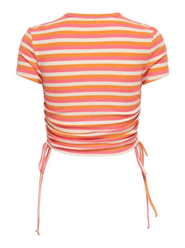 ONLY Koszulka "Wendy" w kolorze biało-pomarańczowym