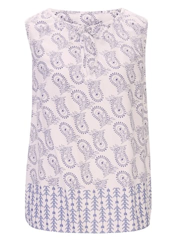 Heine Blousetop wit/donkerblauw